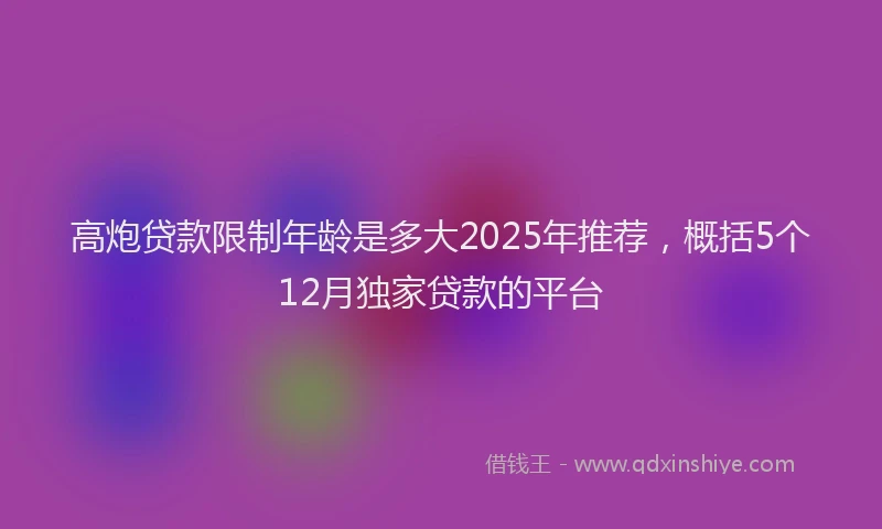 高炮贷款限制年龄是多大2025年推荐，概括5个12月独家贷款的平台