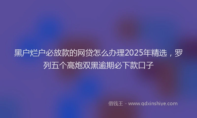 黑户烂户必放款的网贷怎么办理2025年精选，罗列五个高炮双黑逾期必下款口子