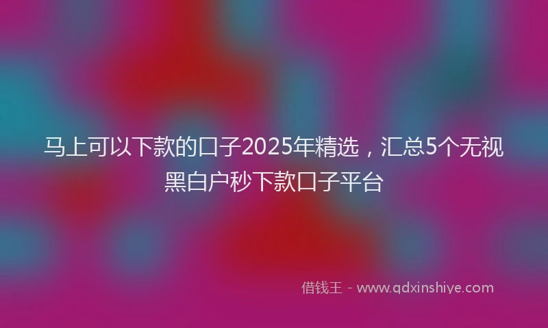 马上可以下款的口子2025年精选，汇总5个无视黑白户秒下款口子平台