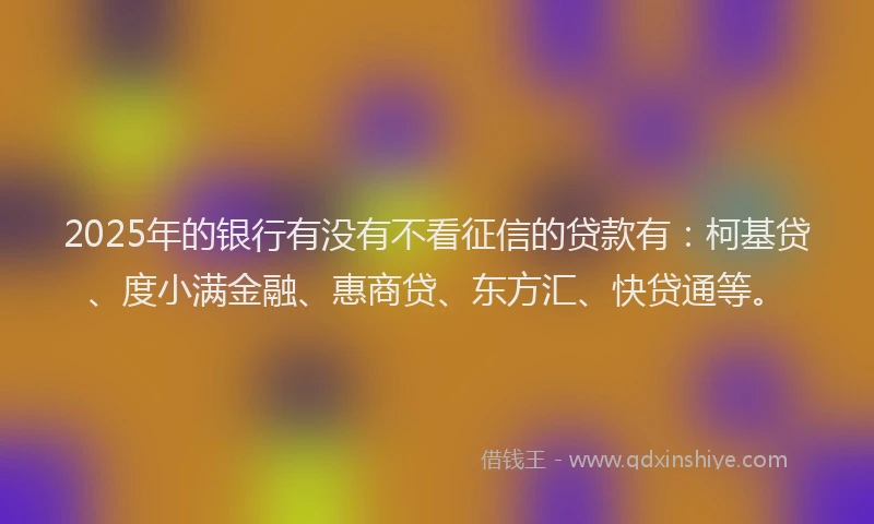 2025年的银行有没有不看征信的贷款有：柯基贷、度小满金融、惠商贷、东方汇、快贷通等。