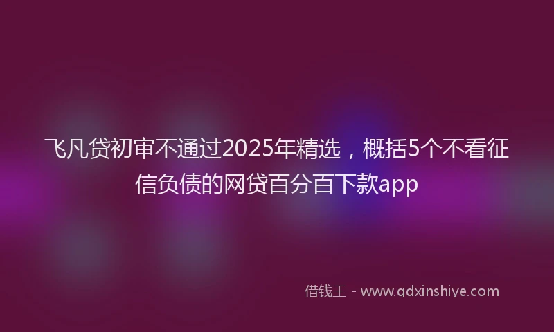 飞凡贷初审不通过2025年精选，概括5个不看征信负债的网贷百分百下款app