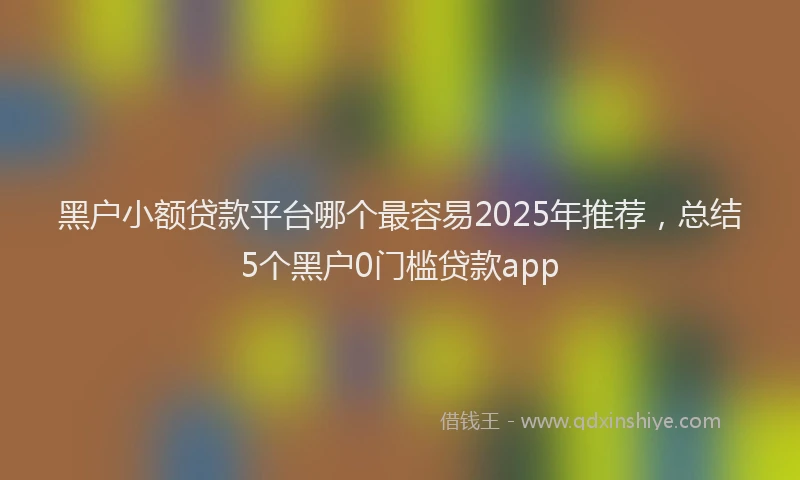 黑户小额贷款平台哪个最容易2025年推荐，总结5个黑户0门槛贷款app
