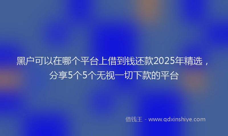 黑户可以在哪个平台上借到钱还款2025年精选，分享5个5个无视一切下款的平台