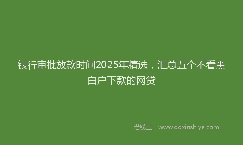 银行审批放款时间2025年精选，汇总五个不看黑白户下款的网贷