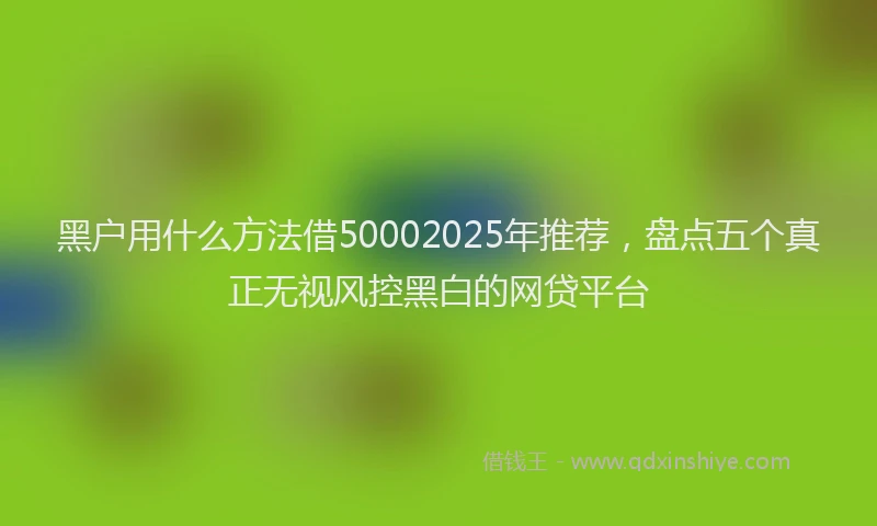 黑户用什么方法借50002025年推荐，盘点五个真正无视风控黑白的网贷平台
