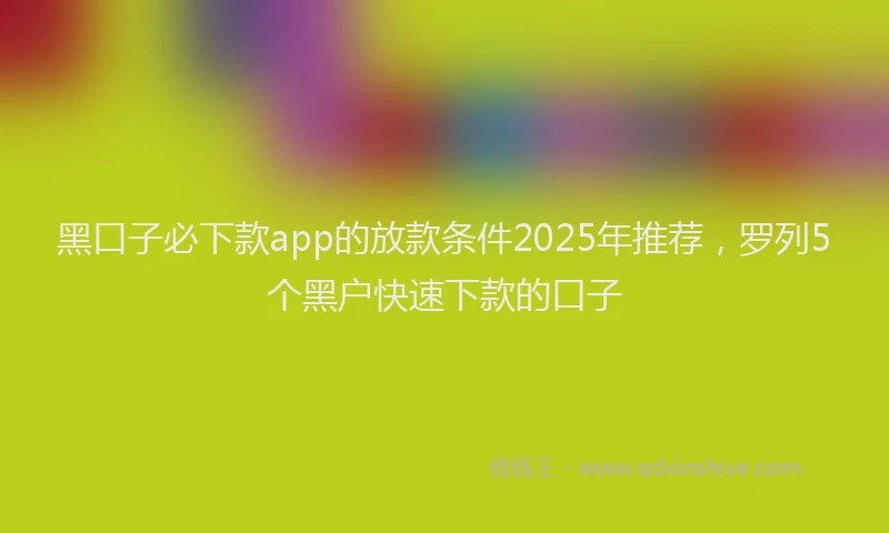 黑口子必下款app的放款条件2025年推荐，罗列5个黑户快速下款的口子