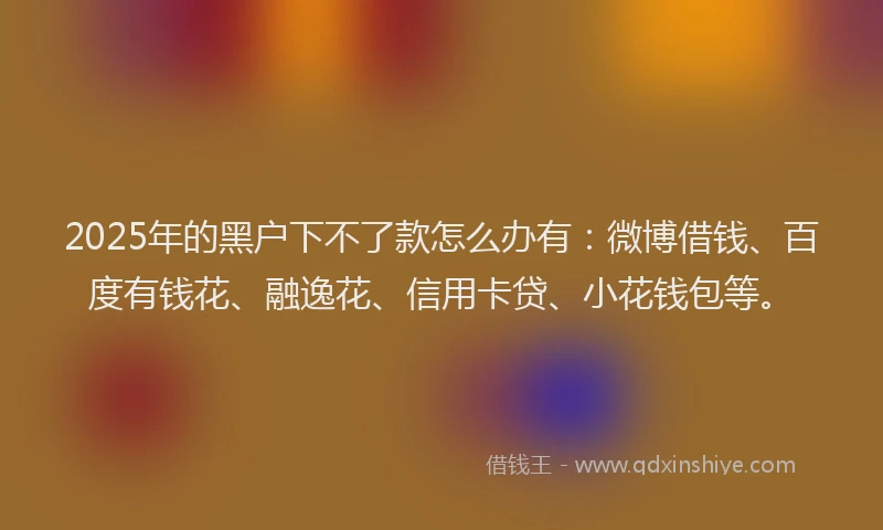2025年的黑户下不了款怎么办有：微博借钱、百度有钱花、融逸花、信用卡贷、小花钱包等。