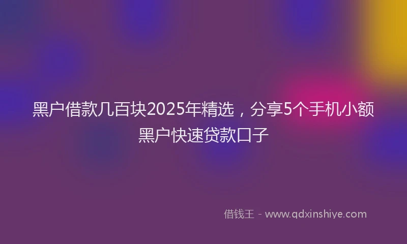 黑户借款几百块2025年精选，分享5个手机小额黑户快速贷款口子