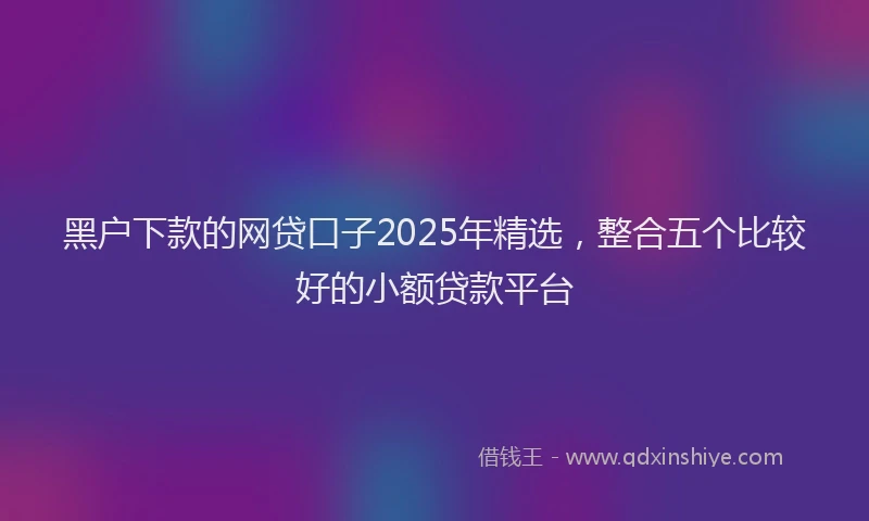 黑户下款的网贷口子2025年精选，整合五个比较好的小额贷款平台
