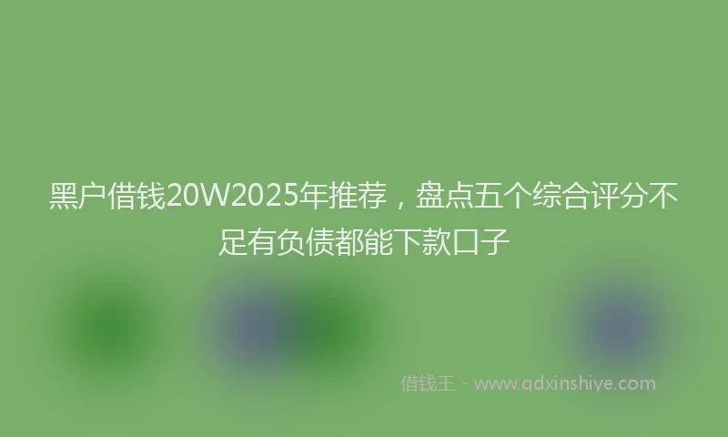 黑户借钱20W2025年推荐，盘点五个综合评分不足有负债都能下款口子