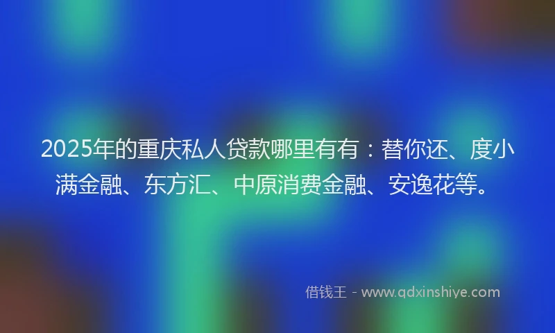 2025年的重庆私人贷款哪里有有：替你还、度小满金融、东方汇、中原消费金融、安逸花等。