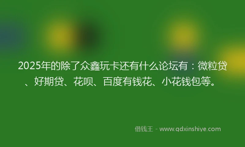 2025年的除了众鑫玩卡还有什么论坛有：微粒贷、好期贷、花呗、百度有钱花、小花钱包等。