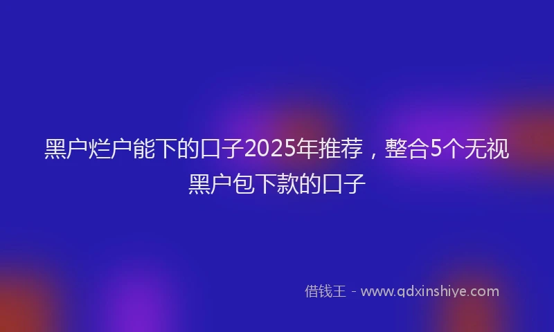 黑户烂户能下的口子2025年推荐，整合5个无视黑户包下款的口子