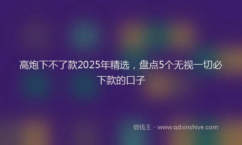高炮下不了款2025年精选，盘点5个无视一切必下款的口子