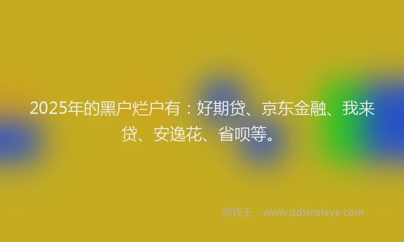 2025年的黑户烂户有：好期贷、京东金融、我来贷、安逸花、省呗等。