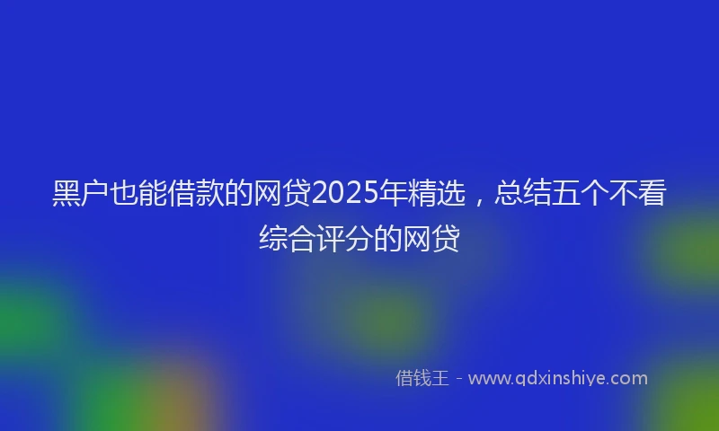 黑户也能借款的网贷2025年精选，总结五个不看综合评分的网贷