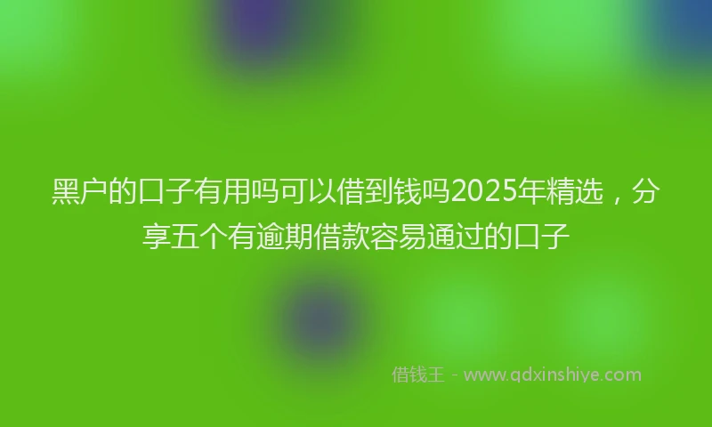 黑户的口子有用吗可以借到钱吗2025年精选，分享五个有逾期借款容易通过的口子
