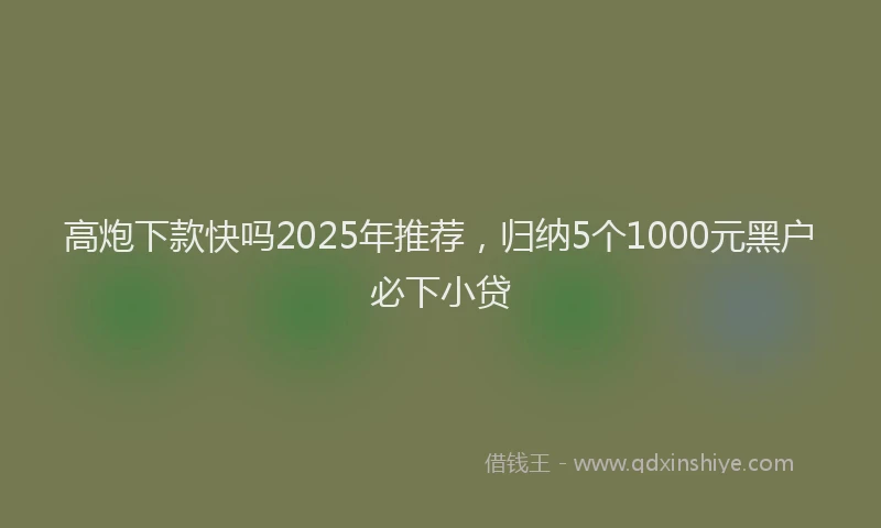 高炮下款快吗2025年推荐，归纳5个1000元黑户必下小贷