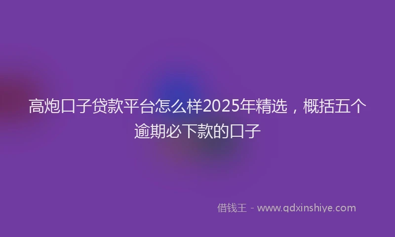 高炮口子贷款平台怎么样2025年精选，概括五个逾期必下款的口子