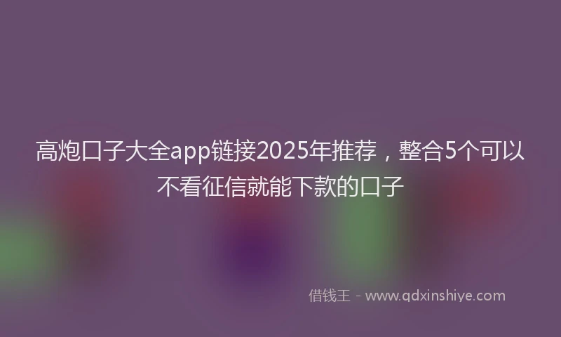 高炮口子大全app链接2025年推荐，整合5个可以不看征信就能下款的口子