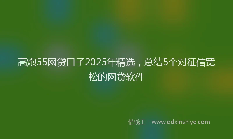 高炮55网贷口子2025年精选,总结5个对征信宽松的网贷软件