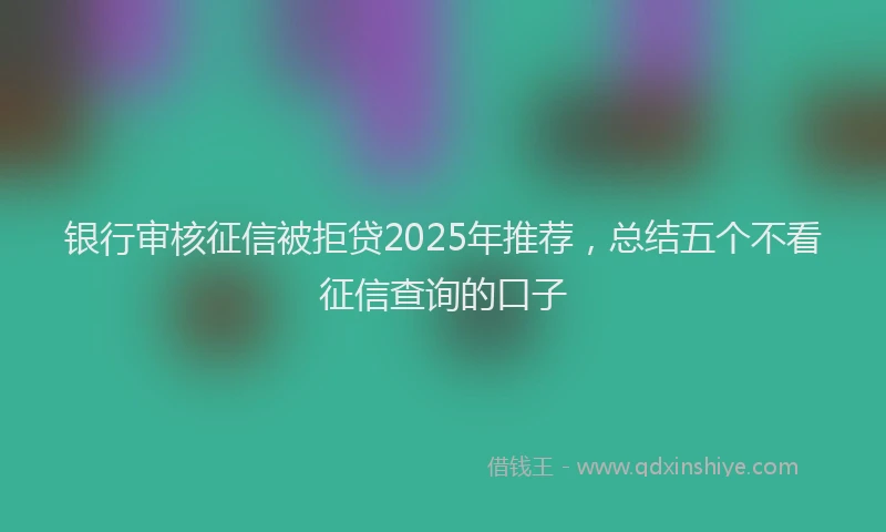 银行审核征信被拒贷2025年推荐，总结五个不看征信查询的口子