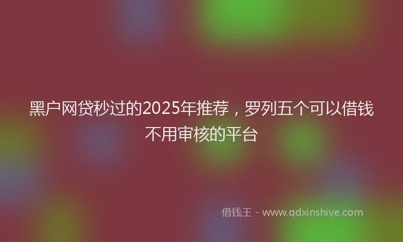 黑户网贷秒过的2025年推荐，罗列五个可以借钱不用审核的平台