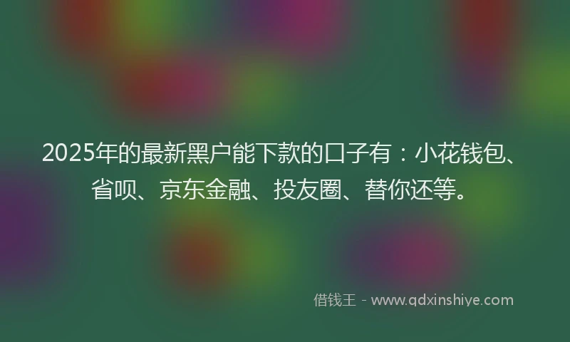 2025年的最新黑户能下款的口子有：小花钱包、省呗、京东金融、投友圈、替你还等。