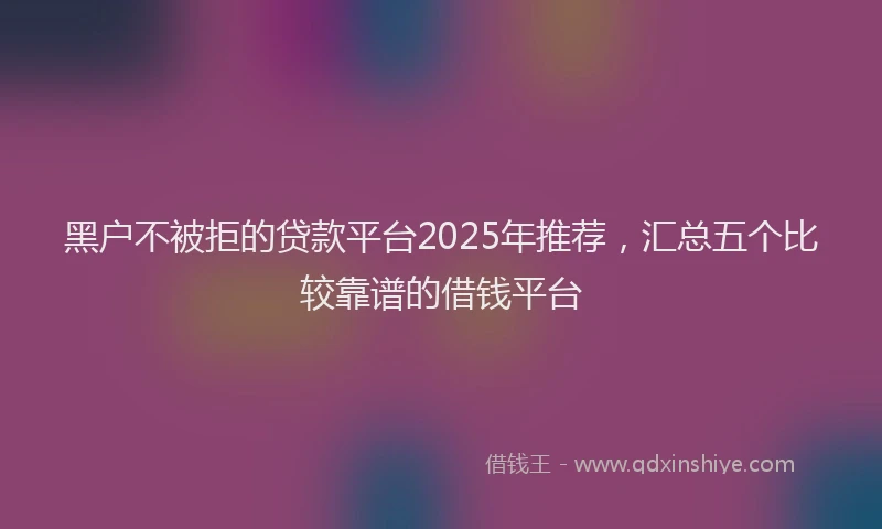 黑户不被拒的贷款平台2025年推荐，汇总五个比较靠谱的借钱平台