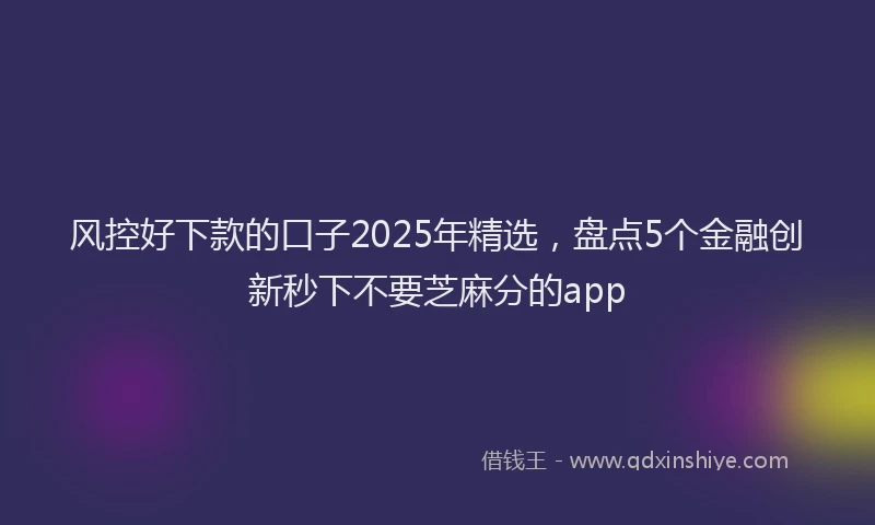 风控好下款的口子2025年精选，盘点5个金融创新秒下不要芝麻分的app
