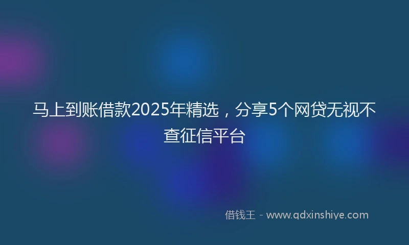 马上到账借款2025年精选，分享5个网贷无视不查征信平台