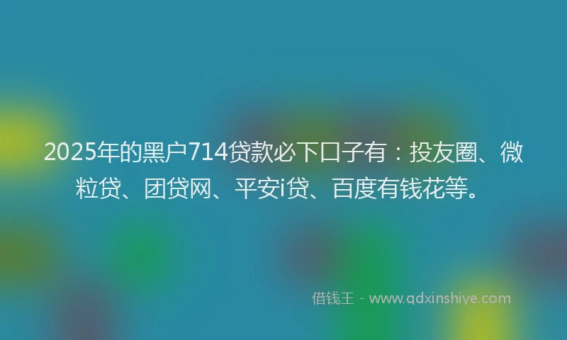 2025年的黑户714贷款必下口子有：投友圈、微粒贷、团贷网、平安i贷、百度有钱花等。