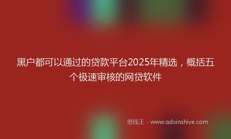 黑户都可以通过的贷款平台2025年精选，概括五个极速审核的网贷软件