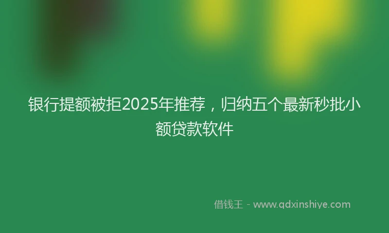 银行提额被拒2025年推荐，归纳五个最新秒批小额贷款软件