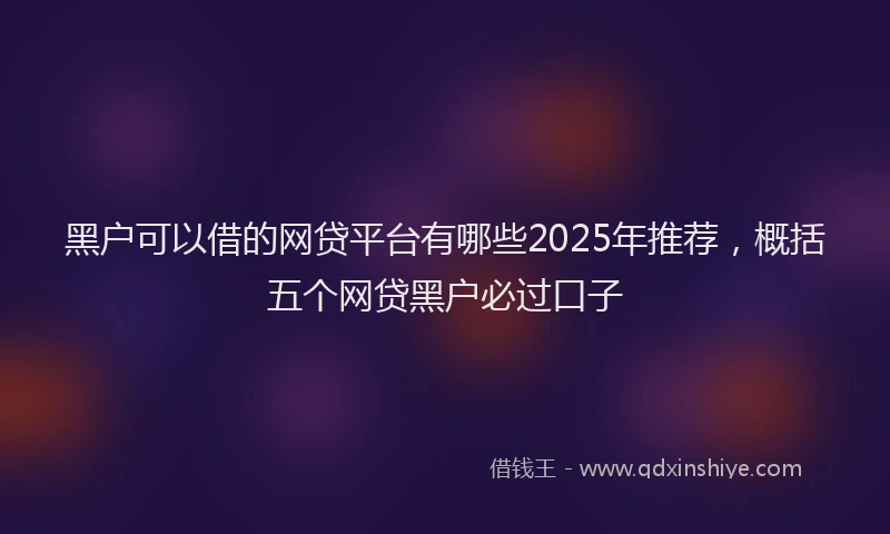黑户可以借的网贷平台有哪些2025年推荐，概括五个网贷黑户必过口子