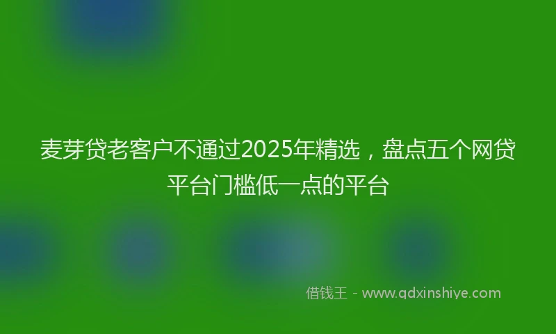 麦芽贷老客户不通过2025年精选，盘点五个网贷平台门槛低一点的平台