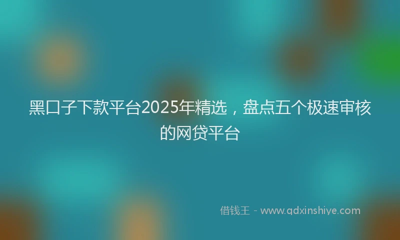 黑口子下款平台2025年精选，盘点五个极速审核的网贷平台