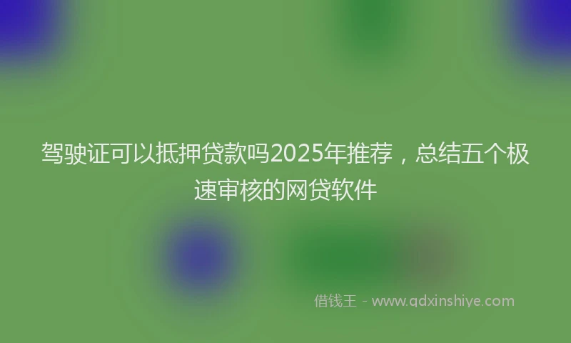 驾驶证可以抵押贷款吗2025年推荐，总结五个极速审核的网贷软件