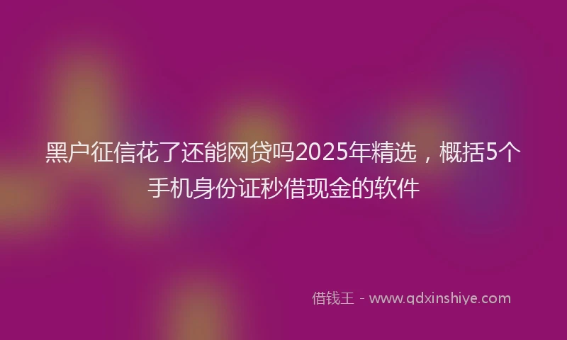 黑户征信花了还能网贷吗2025年精选，概括5个手机身份证秒借现金的软件