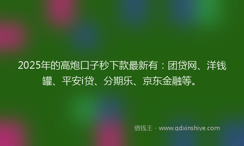 2025年的高炮口子秒下款最新有：团贷网、洋钱罐、平安i贷、分期乐、京东金融等。