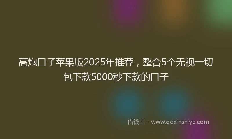 高炮口子苹果版2025年推荐，整合5个无视一切包下款5000秒下款的口子