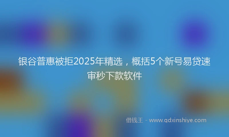 银谷普惠被拒2025年精选，概括5个新号易贷速审秒下款软件