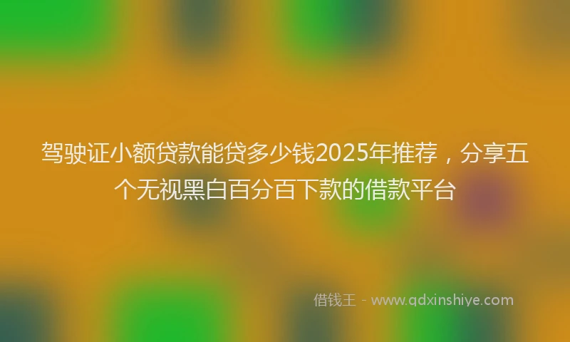 驾驶证小额贷款能贷多少钱2025年推荐，分享五个无视黑白百分百下款的借款平台