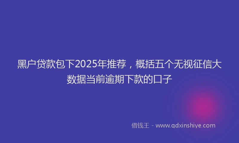 黑户贷款包下2025年推荐，概括五个无视征信大数据当前逾期下款的口子