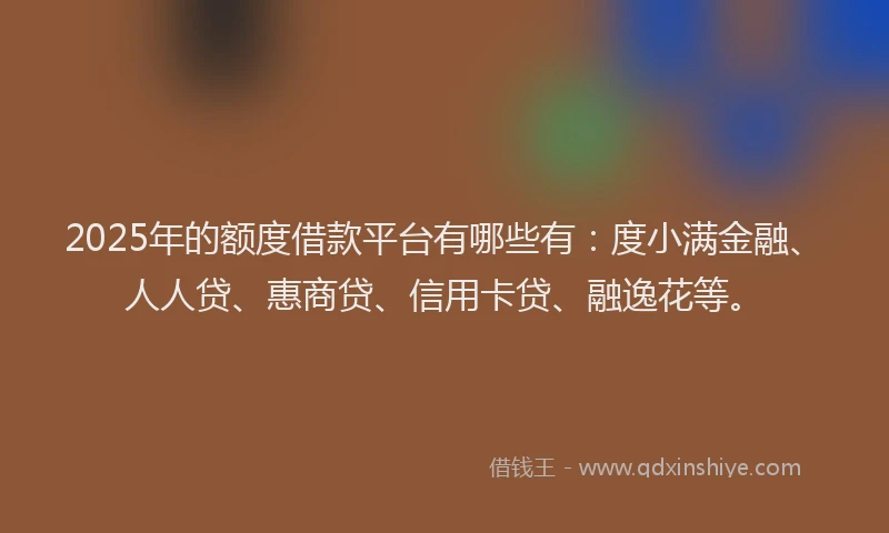 2025年的额度借款平台有哪些有：度小满金融、人人贷、惠商贷、信用卡贷、融逸花等。