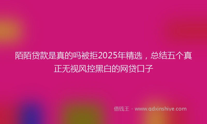 陌陌贷款是真的吗被拒2025年精选，总结五个真正无视风控黑白的网贷口子
