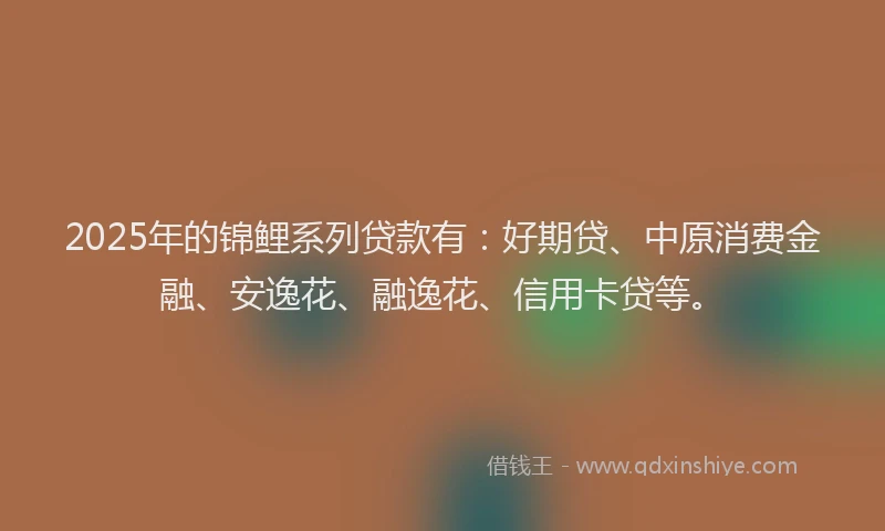 2025年的锦鲤系列贷款有：好期贷、中原消费金融、安逸花、融逸花、信用卡贷等。
