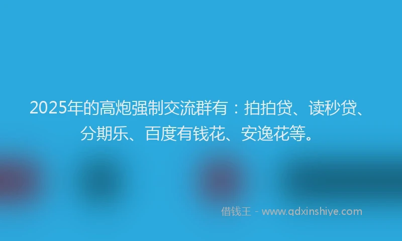 2025年的高炮强制交流群有：拍拍贷、读秒贷、分期乐、百度有钱花、安逸花等。