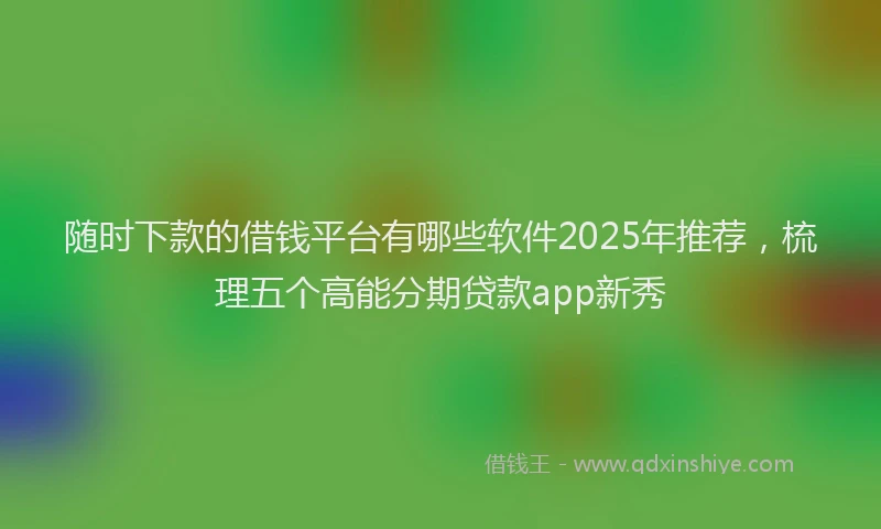 随时下款的借钱平台有哪些软件2025年推荐，梳理五个高能分期贷款app新秀