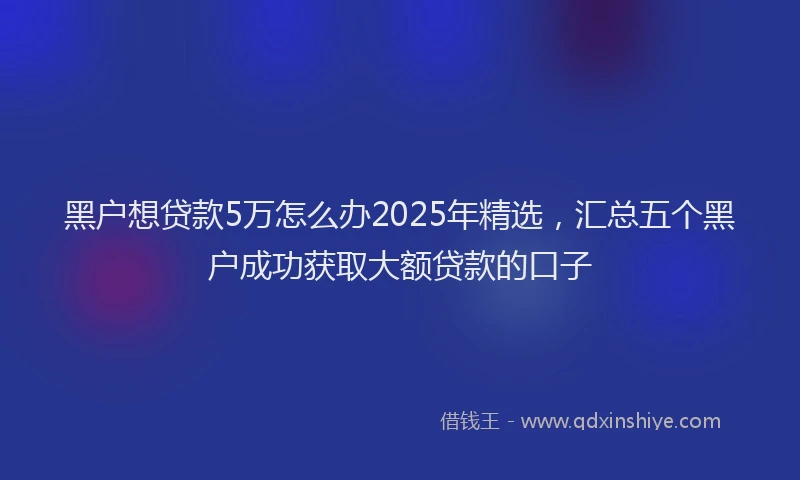 黑户想贷款5万怎么办2025年精选，汇总五个黑户成功获取大额贷款的口子